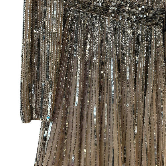 MAC DUGGAL 5528 Long Sleeve Tea Length Midi Dress Sz 2 Dark Taupe NWT $398 ✨ - Picture 9 of 12